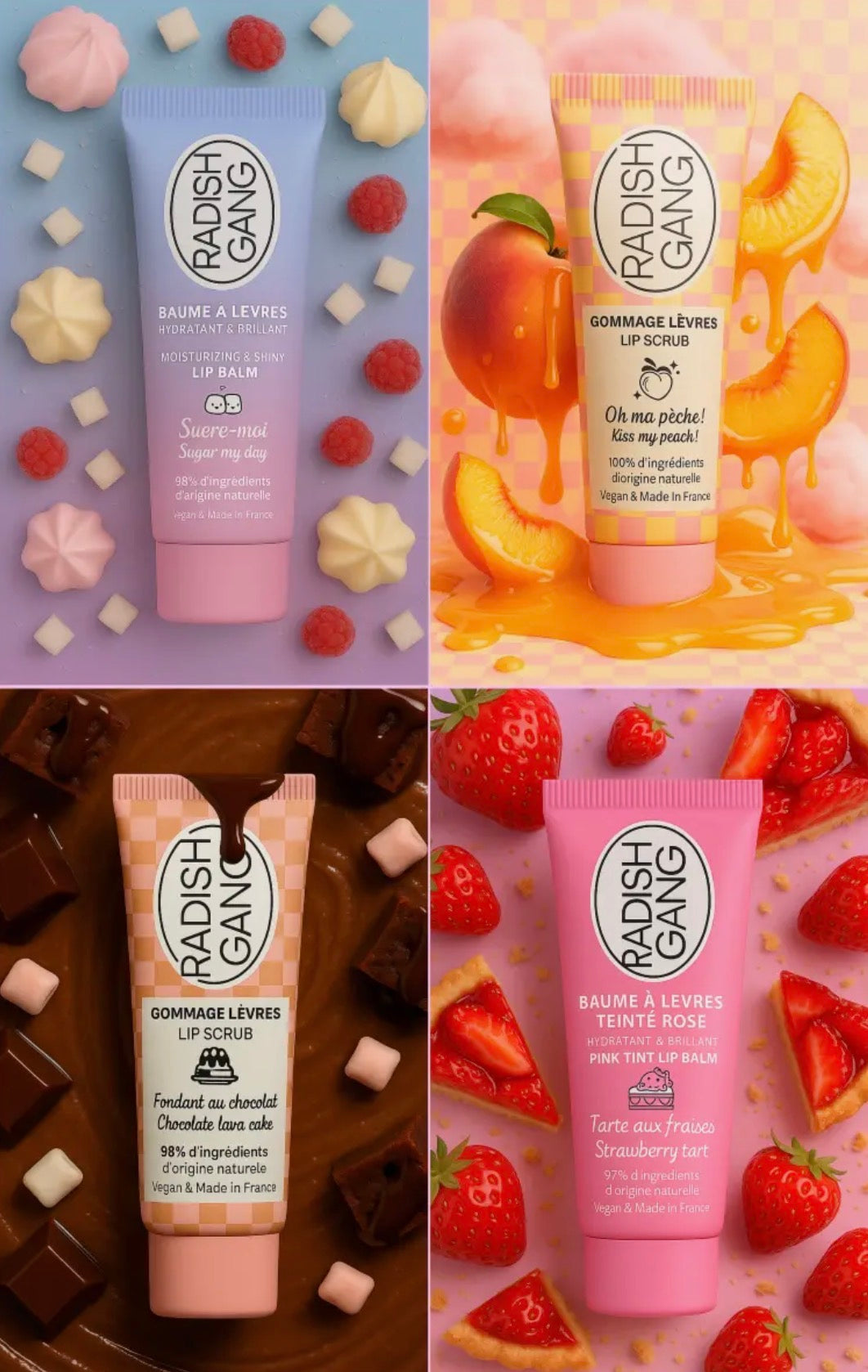 [ Tarte aux Fraises.] baume à lèvres hydratant rose